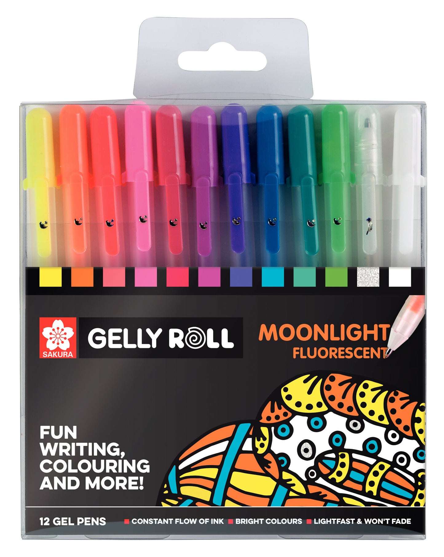 Sakura - Gel Writer Gelly Roll Moonlight fluorescent set of 12 colors | 6 pieces