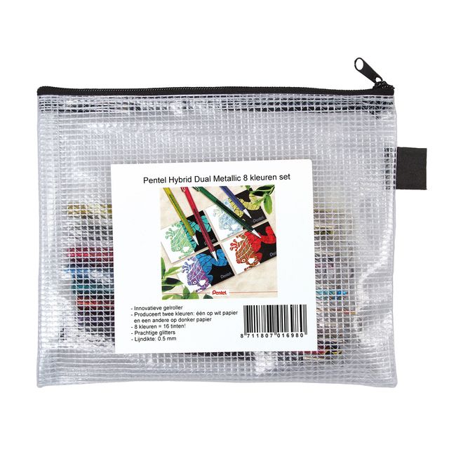 Pentel - Gelschrijver K110 Dual medium metallic assorti blister à 8st