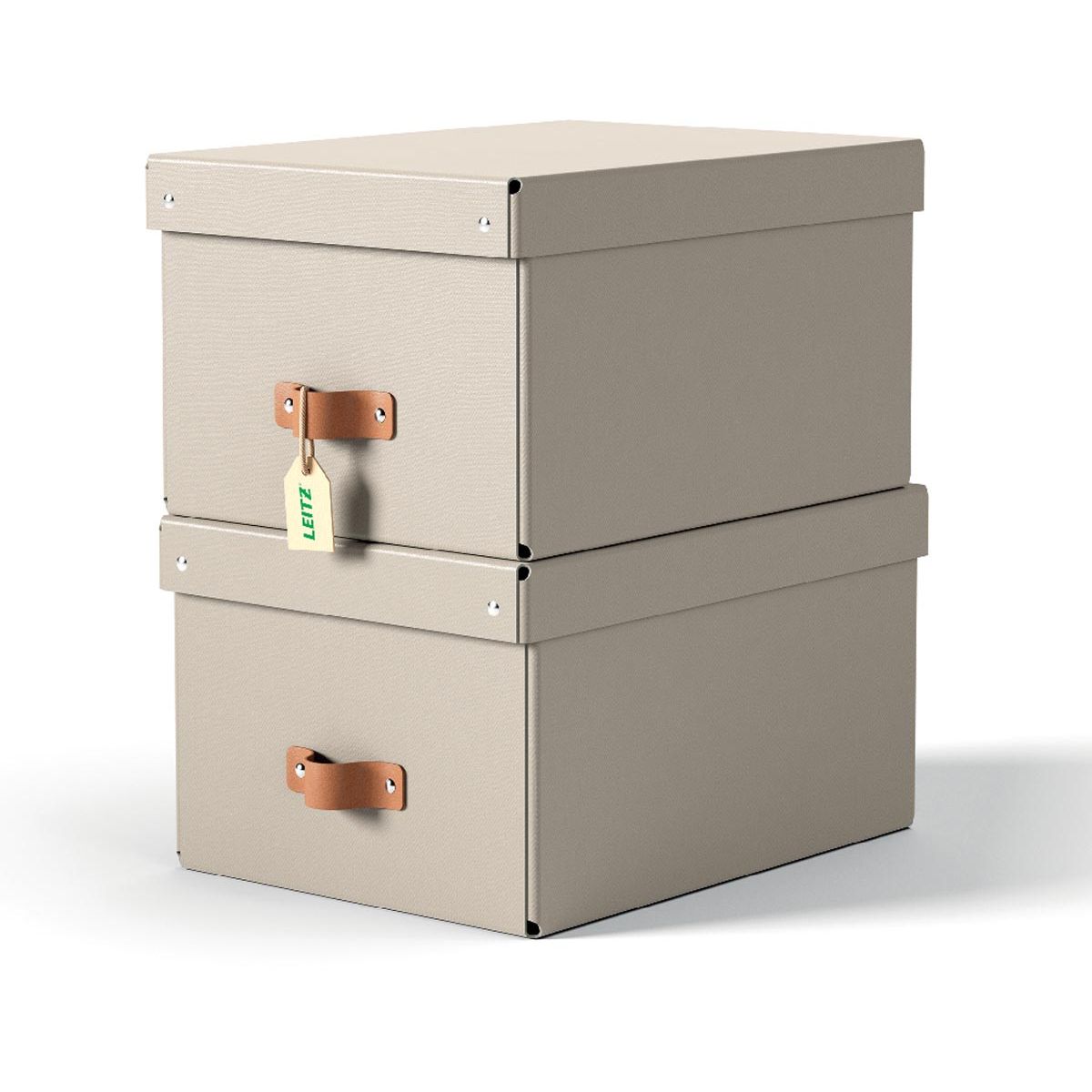 Leitz - Puro opbergdoos, medium, ft A4, 17 liter, beige, pak van 2 stuks