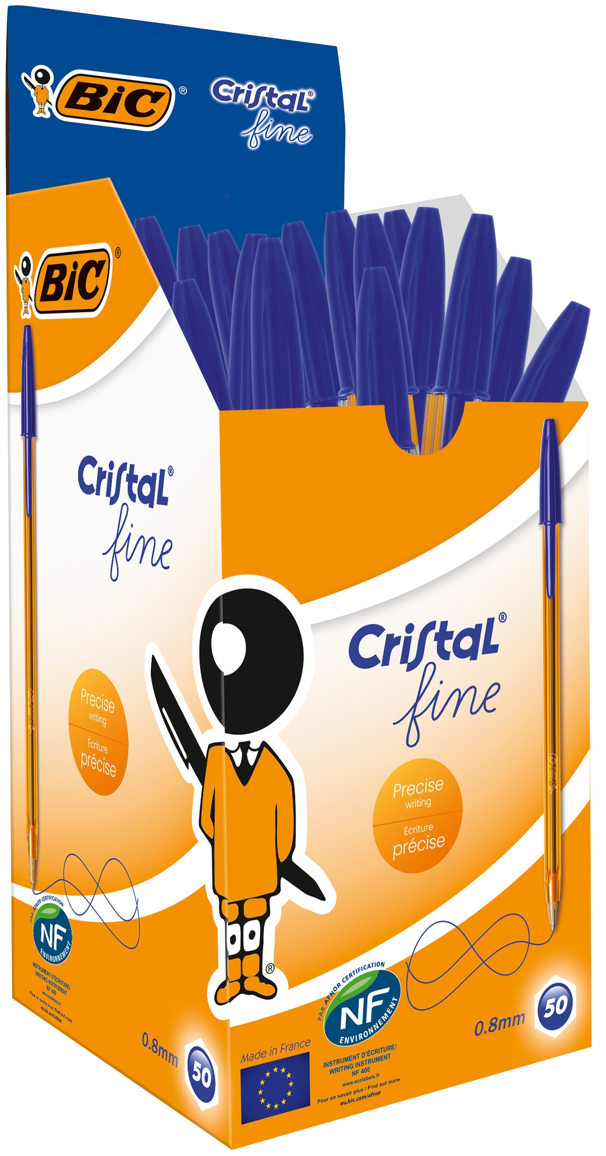 Bic - Stylo bille cristal f bleu | 50 pièces