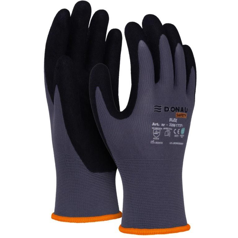 DONAU SAFETY - veiligheidshandschoenen Flex, grijs, S, maat 7