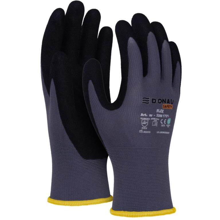 DONAU SAFETY - veiligheidshandschoenen Flex, grijs, M, maat 8