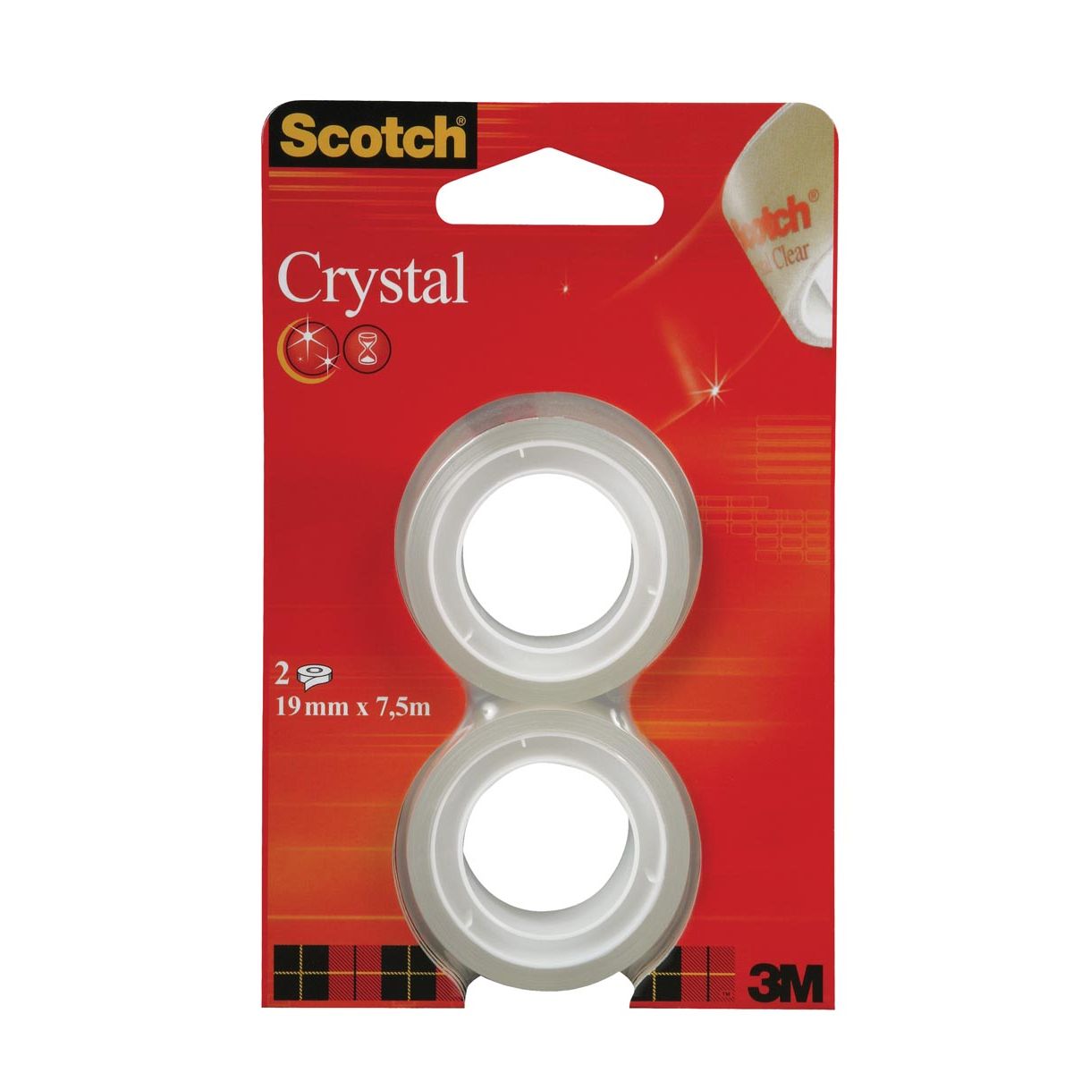 Scotch - Nastro adesivo Crystal ft 19 mm x 7,5 mt, blister da 2 rotoli