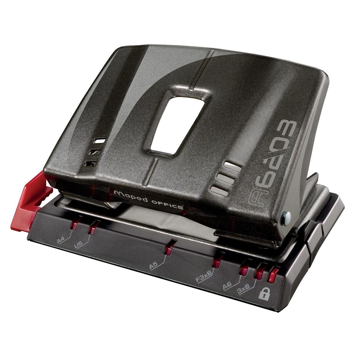 Maped Office - Perforadora de metal avanzada, 2 agujeros, de 20 a 25 hojas, gris