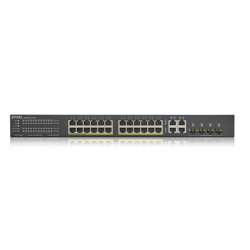 ZYXEL - GS1920-24HPV2 Managed Gigabit Ethernet (10/100/1000) Power over Ethernet (PoE) Zwart