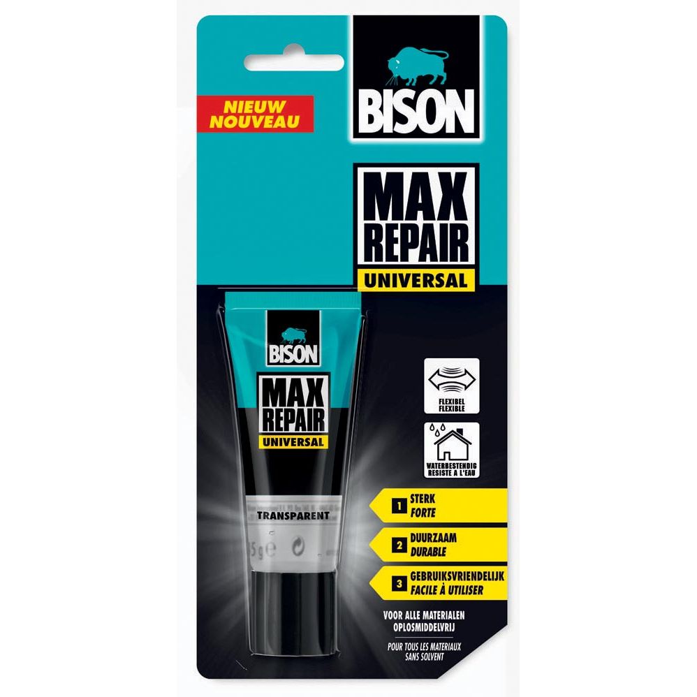 Bison - lijm Max Repair Universal, blister met tube van 45 g