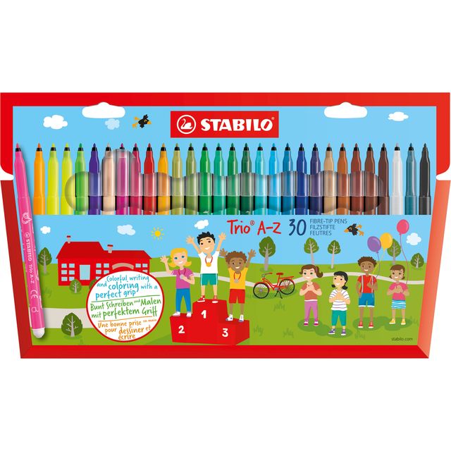 Stabilo - Feutre Trio A-Z 378/30 étui assorti de 30 pièces