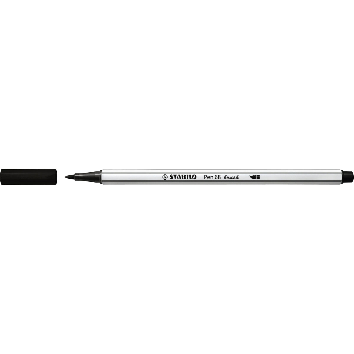 Stabilo - Pen 68 brush, premium brush viltstift, zwart, per stuk