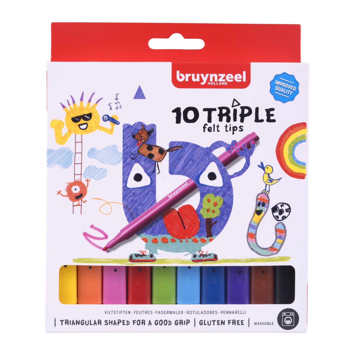 Bruynzeel - Pennarello per bambini Set triplo di 10 colori | 6 pezzi
