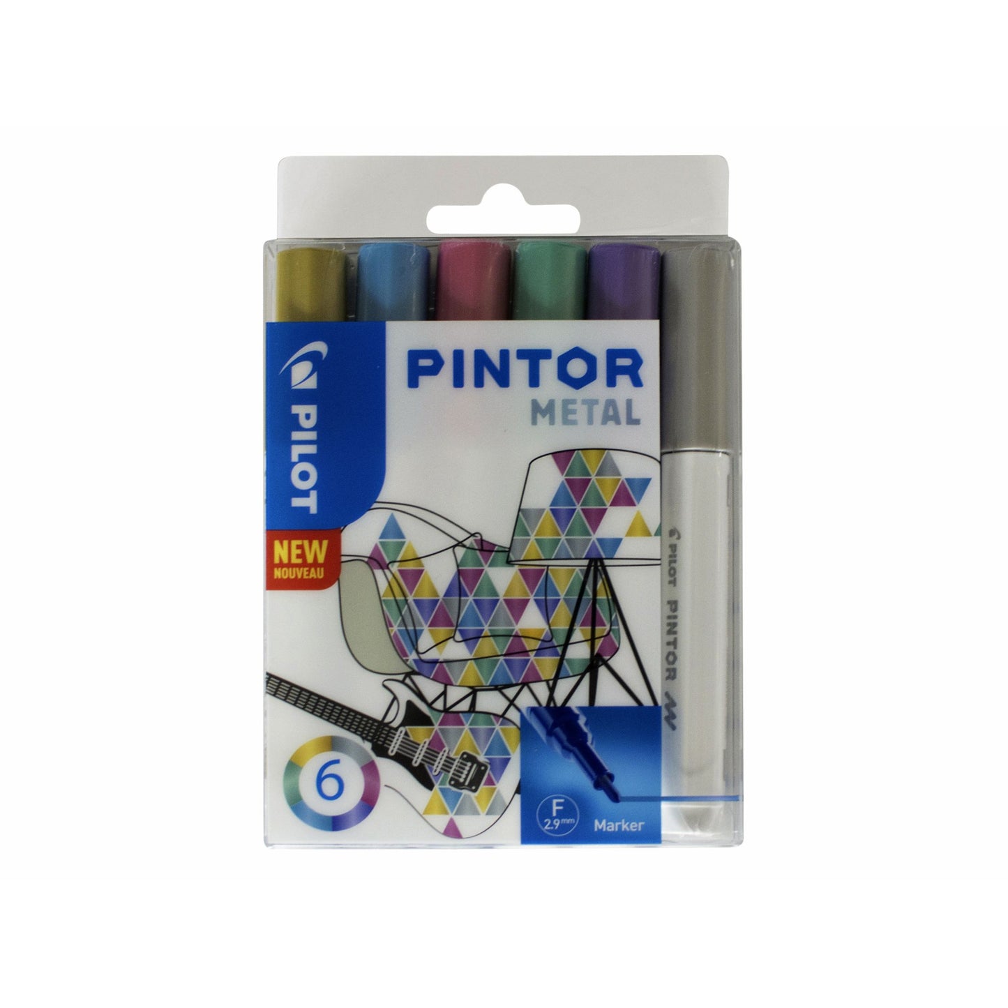 Pilot - Verfstift Pintor metallic fijn assorti etui à 6 stuks