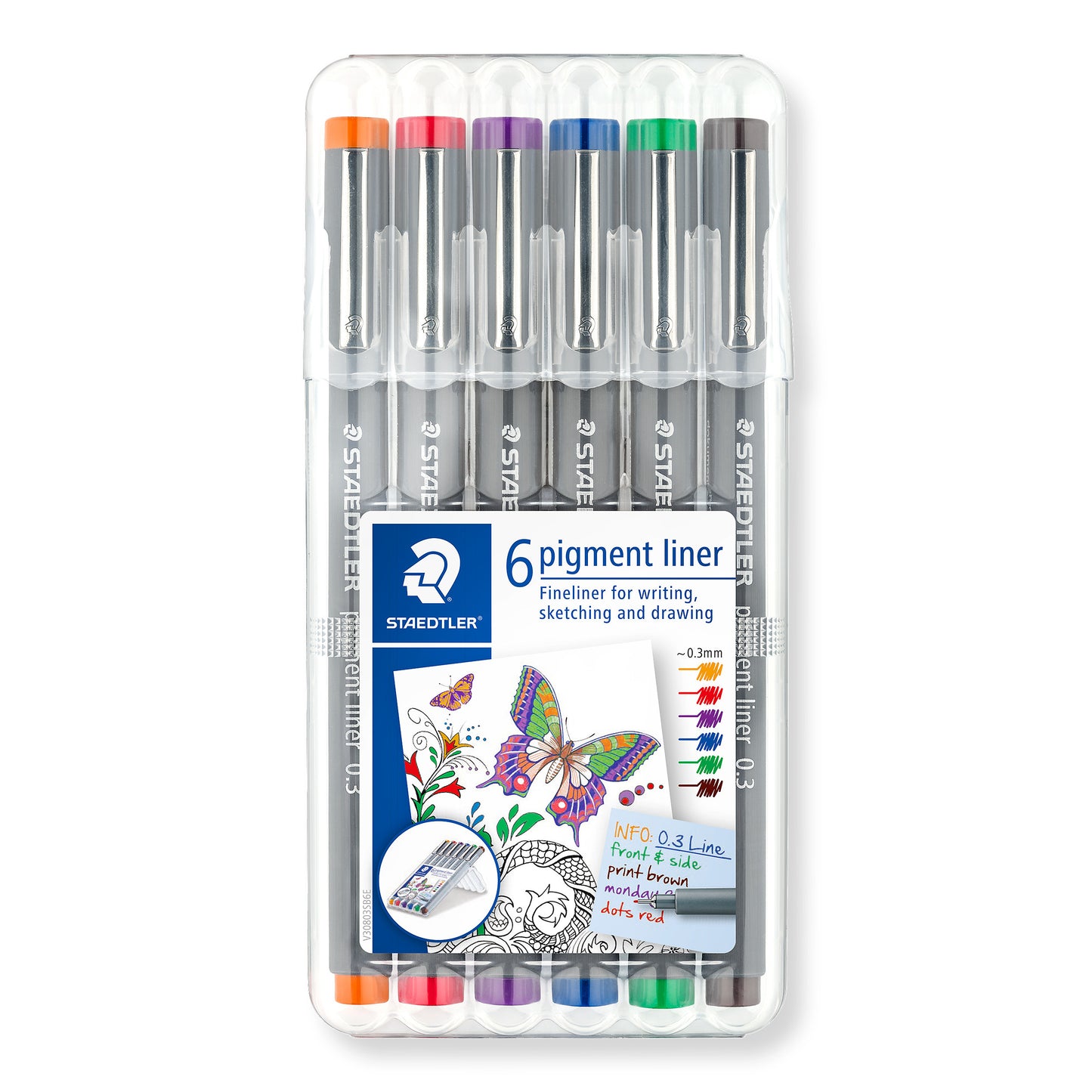 Staedtler - Fineliner Pigment 308 0.3mm set of 6 assorted