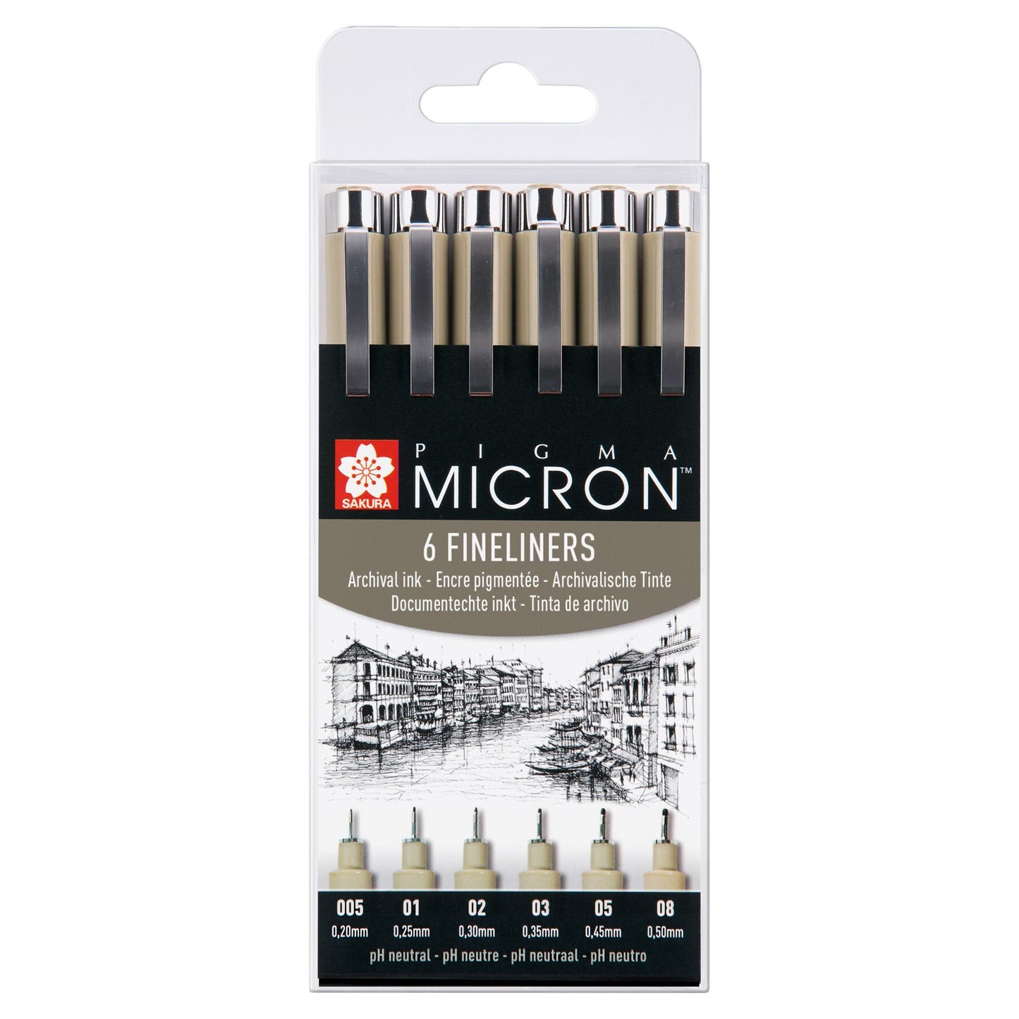 Sakura - Fineliner pigma micron set 6 pezzi nero