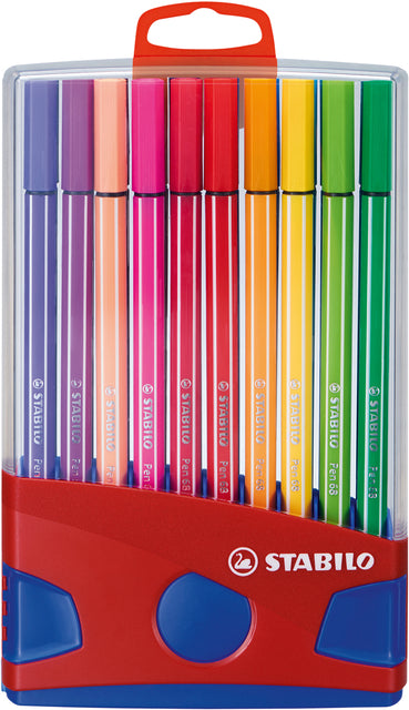 Stabilo - Rotulador 68/20 ColorParade en estuche rojo/azul M culo 20 piezas | 10 piezas
