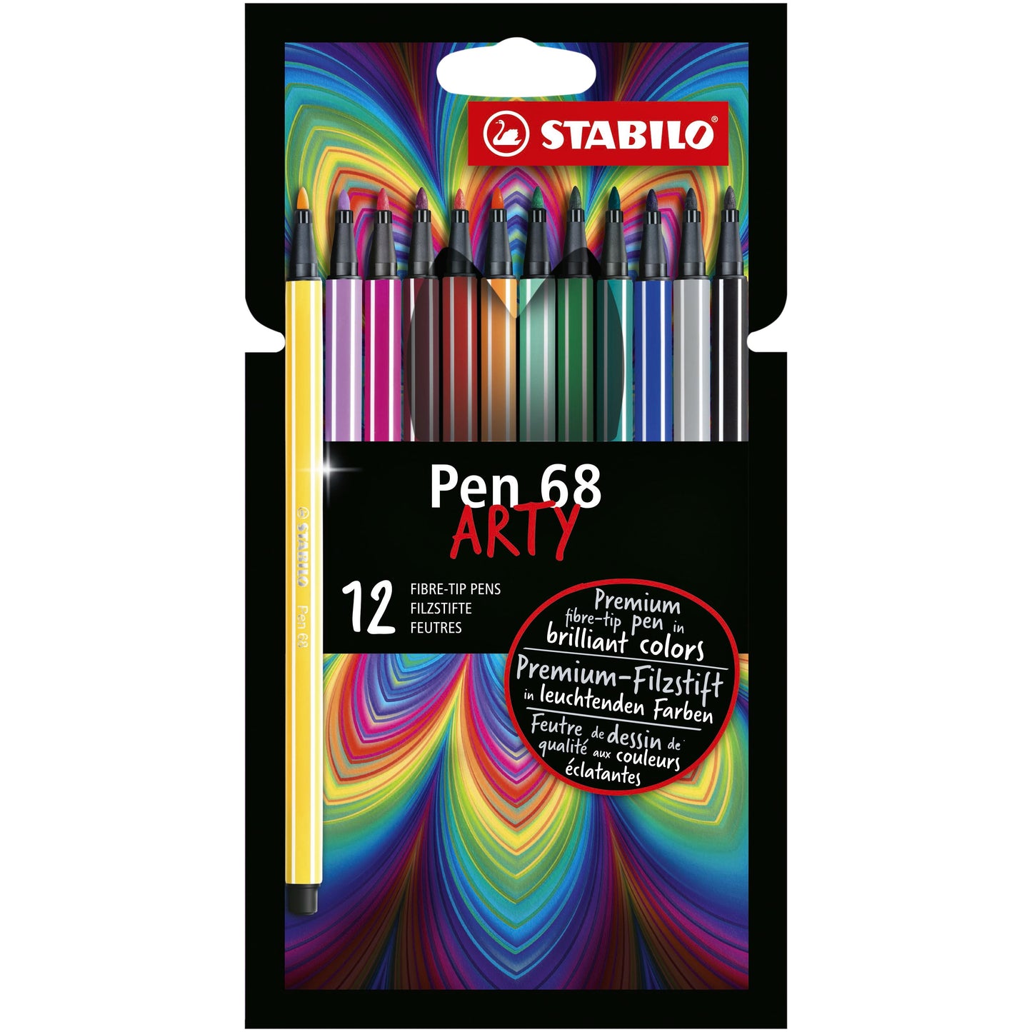 STABILO - Feutre 68/12 Arty moyen assorti étui de 12 pièces