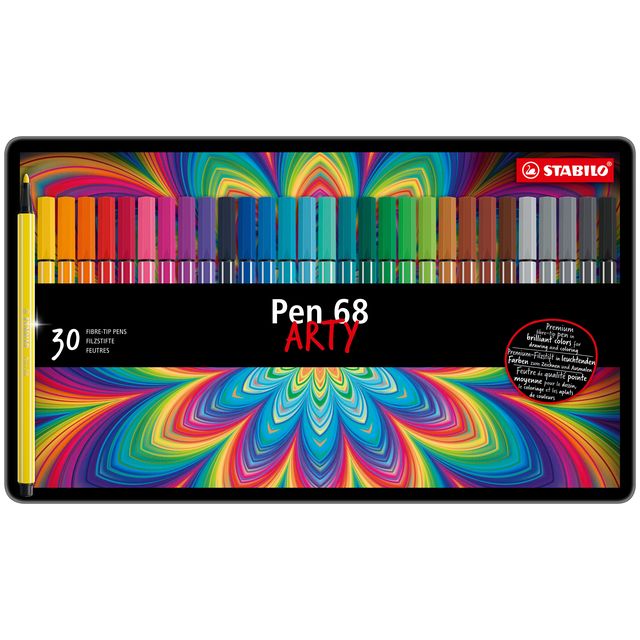Stabilo - Pen 68, premium viltstift, metalen etui met 30 kleuren