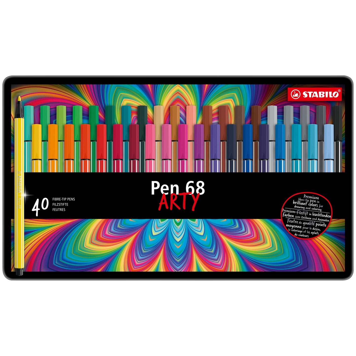 Stabilo - Rotulador 68/40 Arty mediano surtido lata de 40 piezas