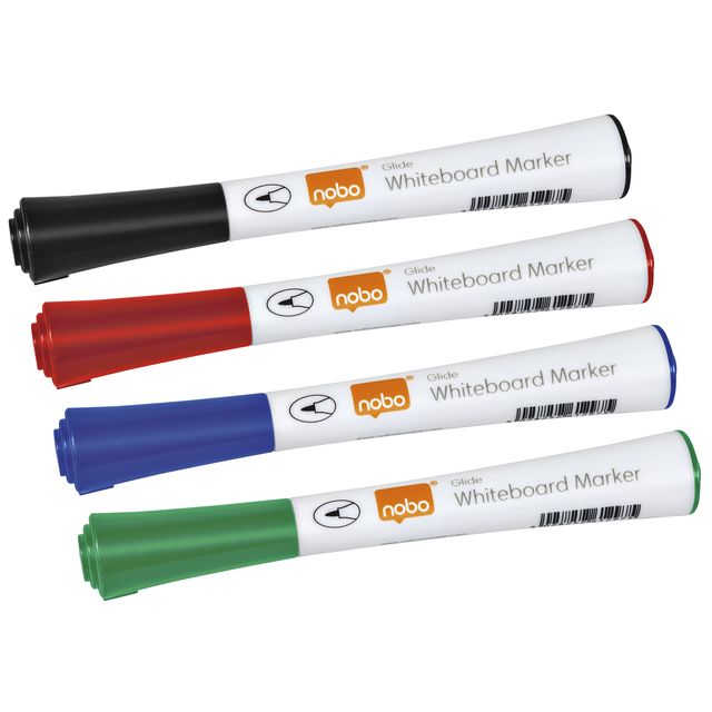 Nobo - Rotulador de pizarra Glide redondo surtido 1mm 4uds | 10 piezas