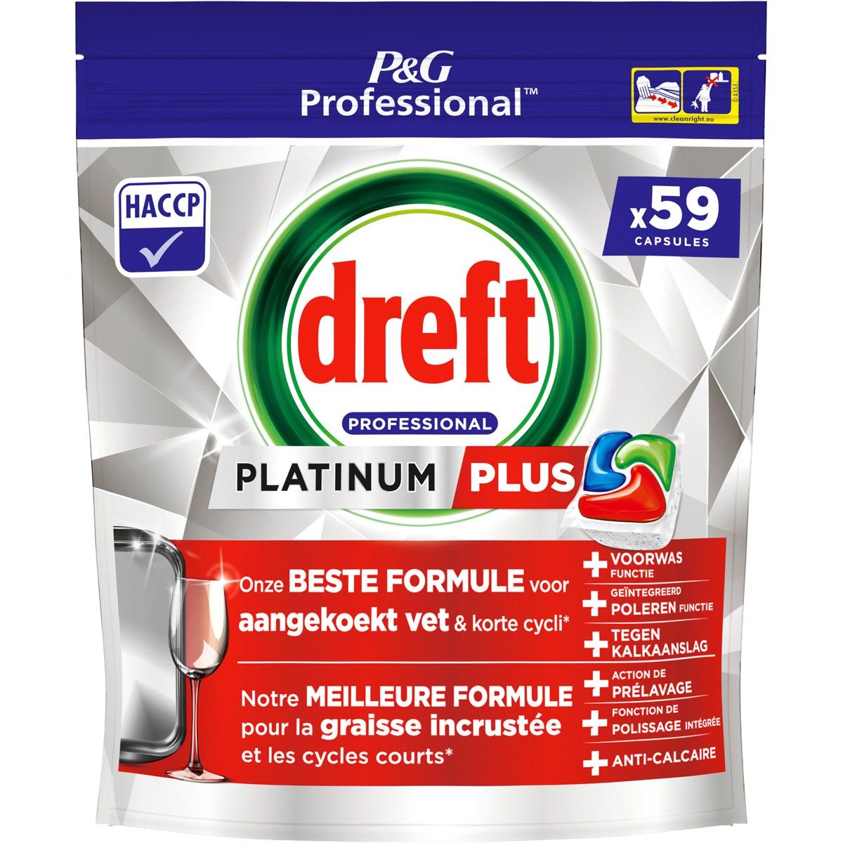 Dreft - Platinum Plus Regular vaatwastabletten, pak van 59 capsules