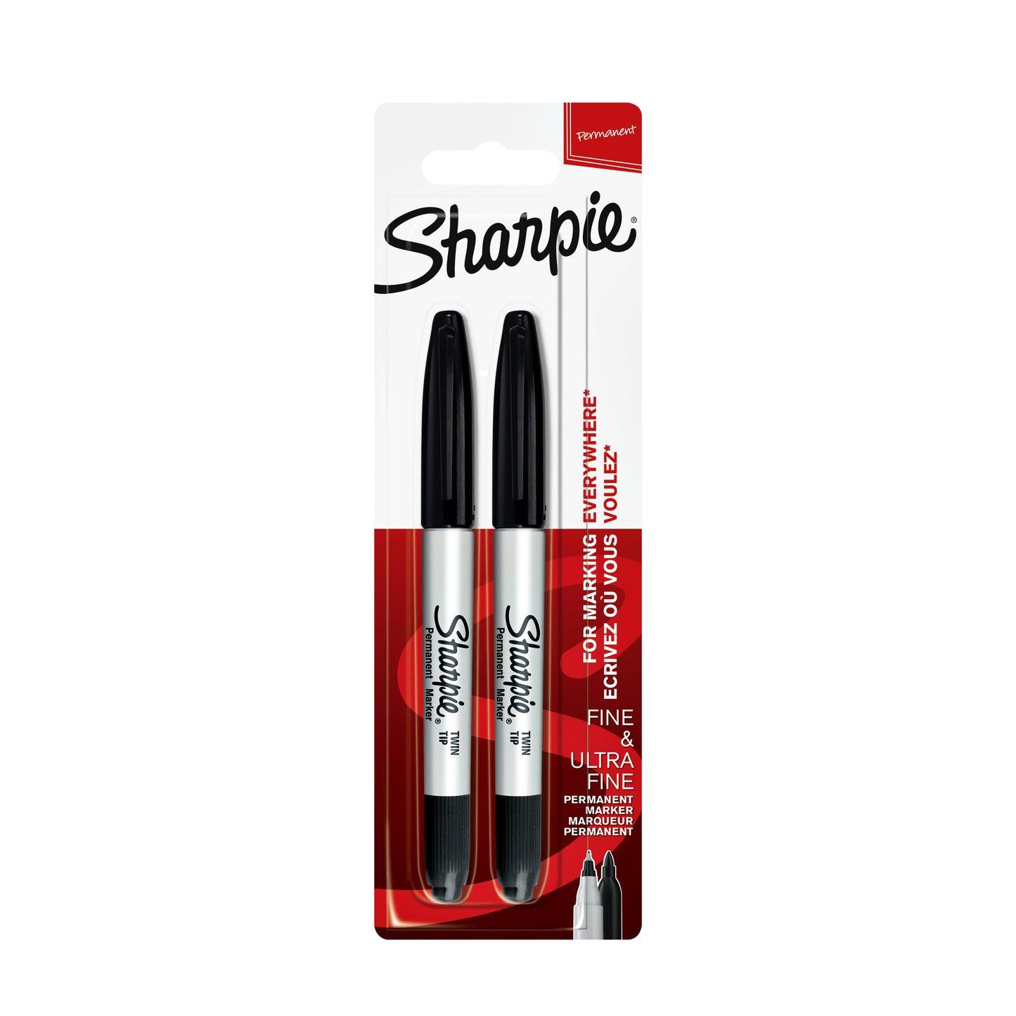 Sharpie - Pennarello tondo Doppia punta ultra fine fine nero 2 pezzi