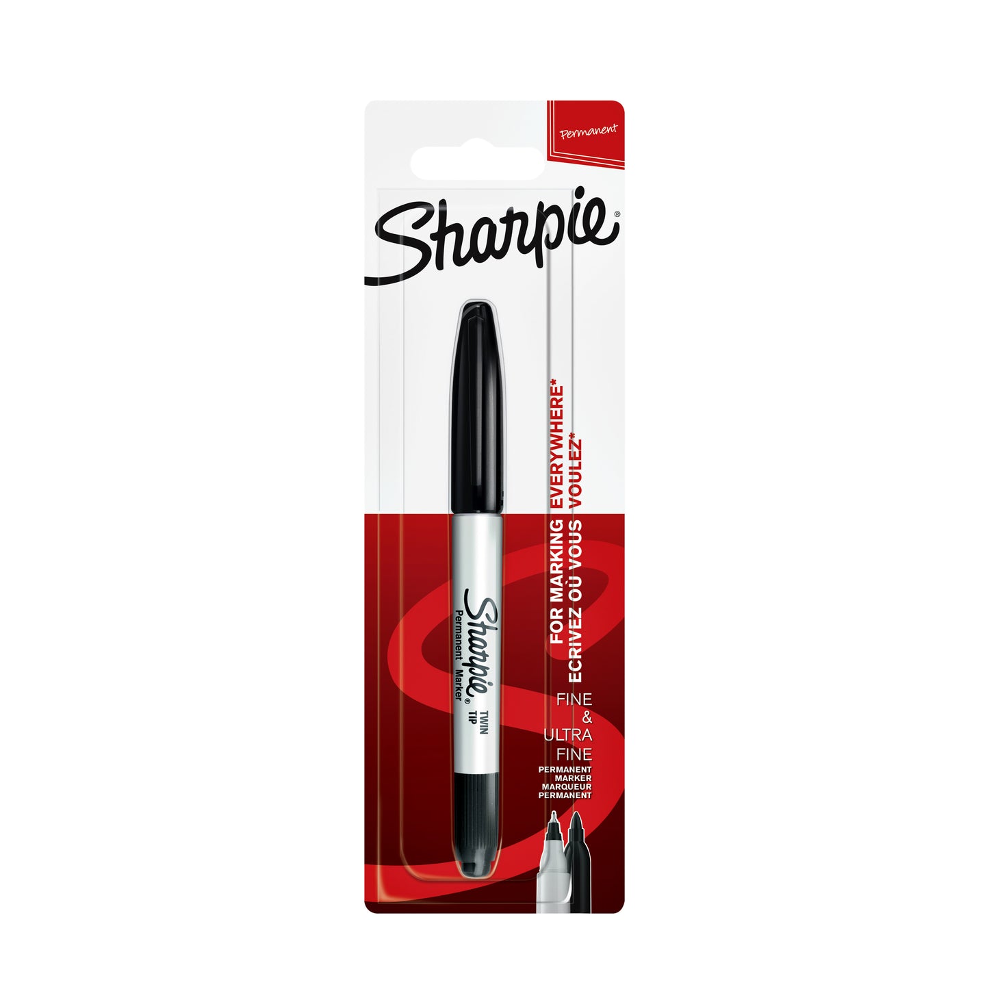Sharpie - Rotulador redondo Twin punta ultra fina F negro blister de 1 pieza