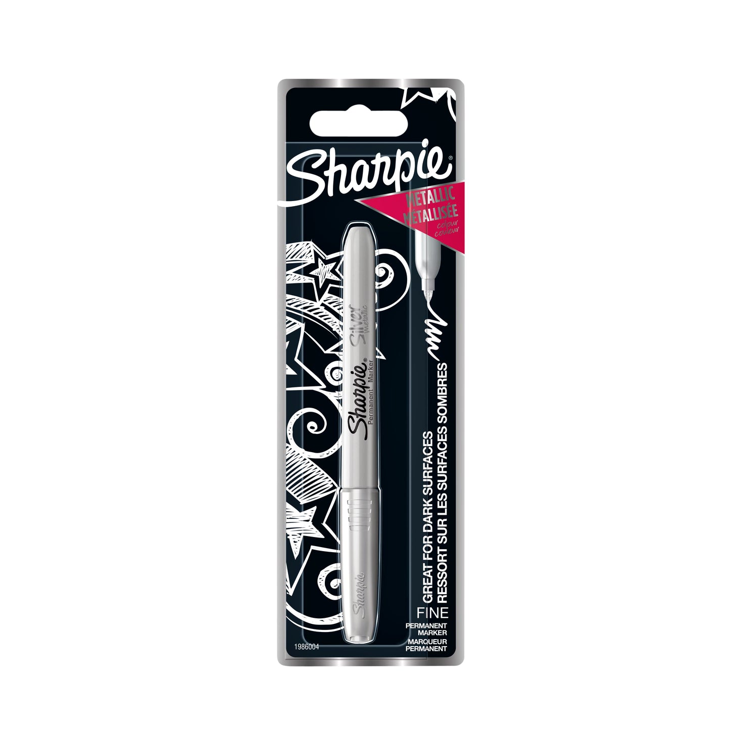 Sharpie - Rotulador redondo, fino, metálico, plateado, blister de 1 pieza