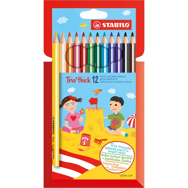 STABILO - Crayons de Couleur 203 Trio étui carton épais assorti de 12 pièces