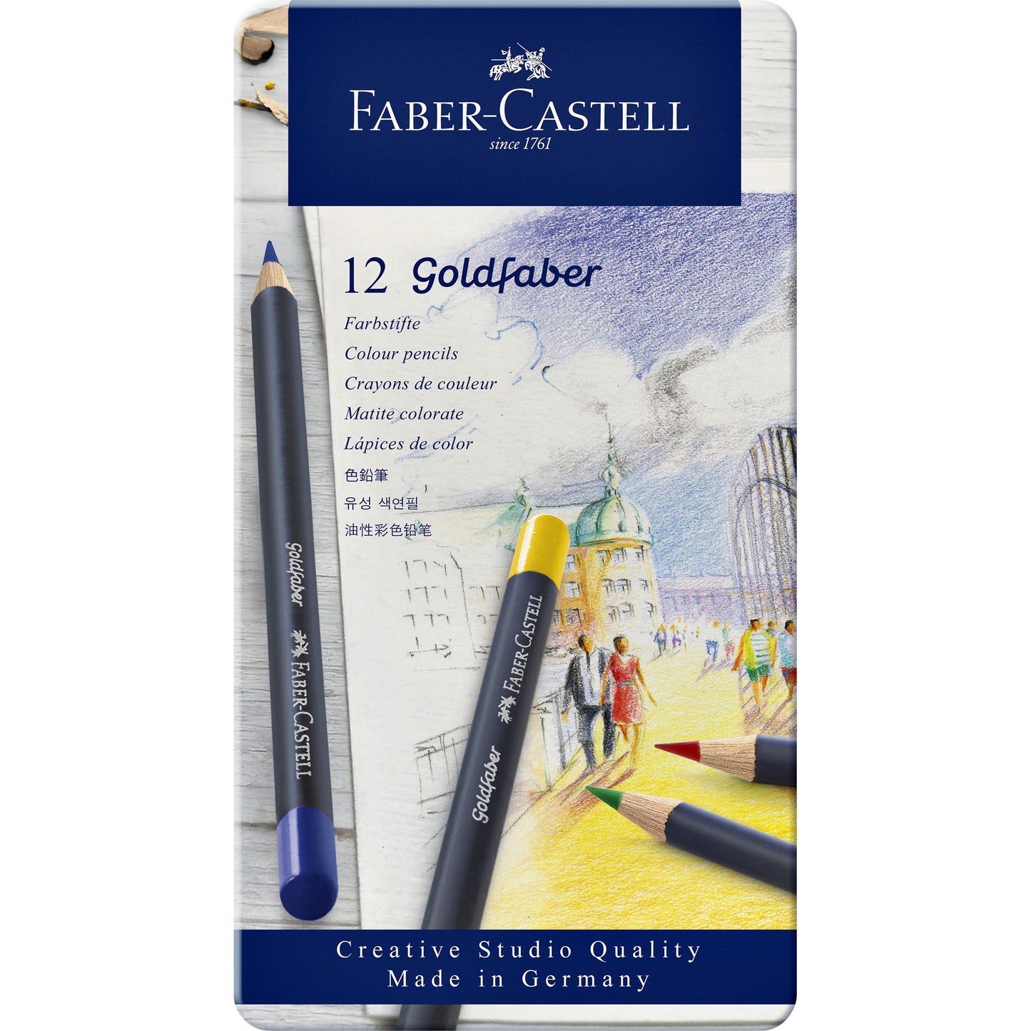 Faber Castell - Lápices de colores Faber-Castell Goldfaber surtido lata de 12 piezas