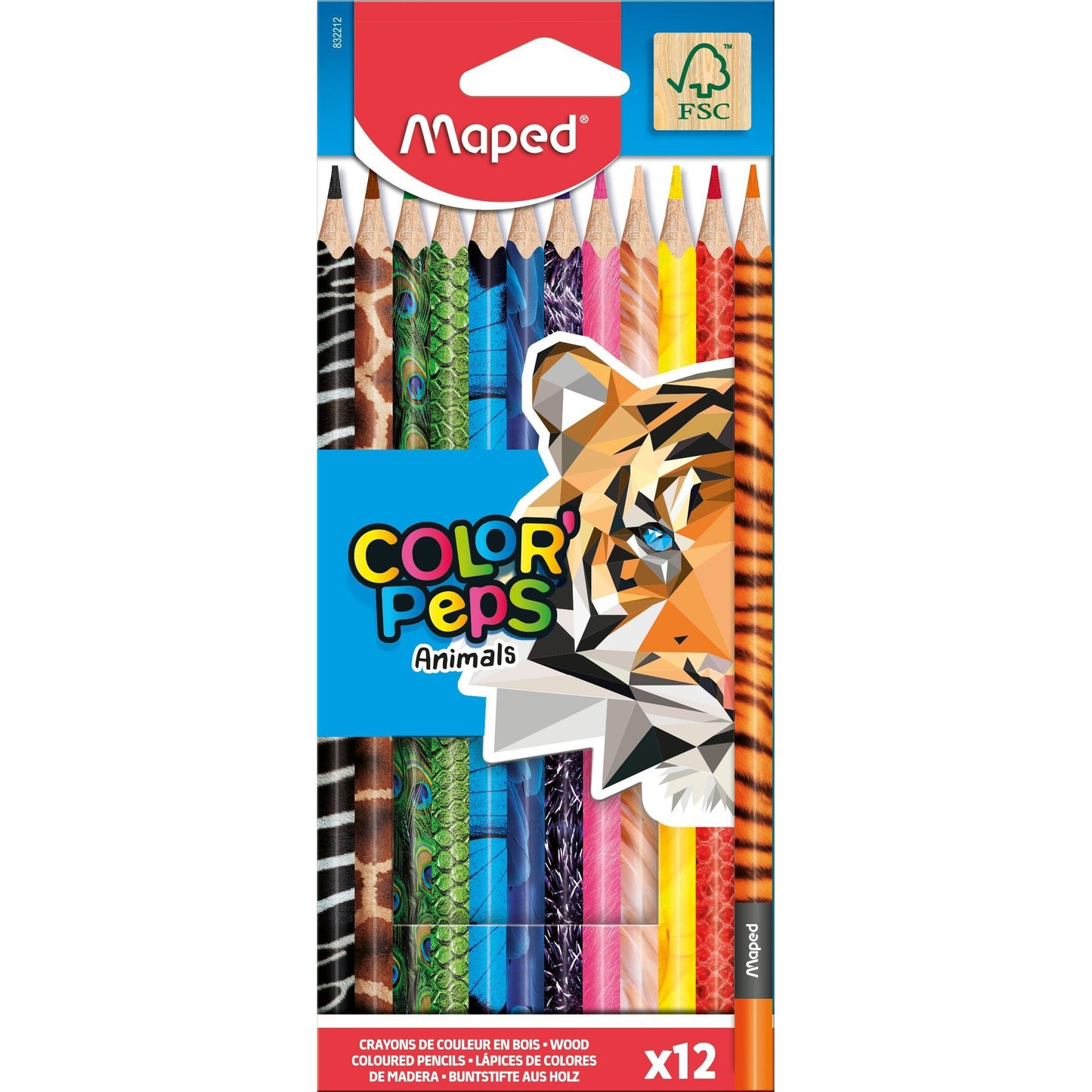 Maped - Matita colorata Color'Peps Animals set di 12 colori
