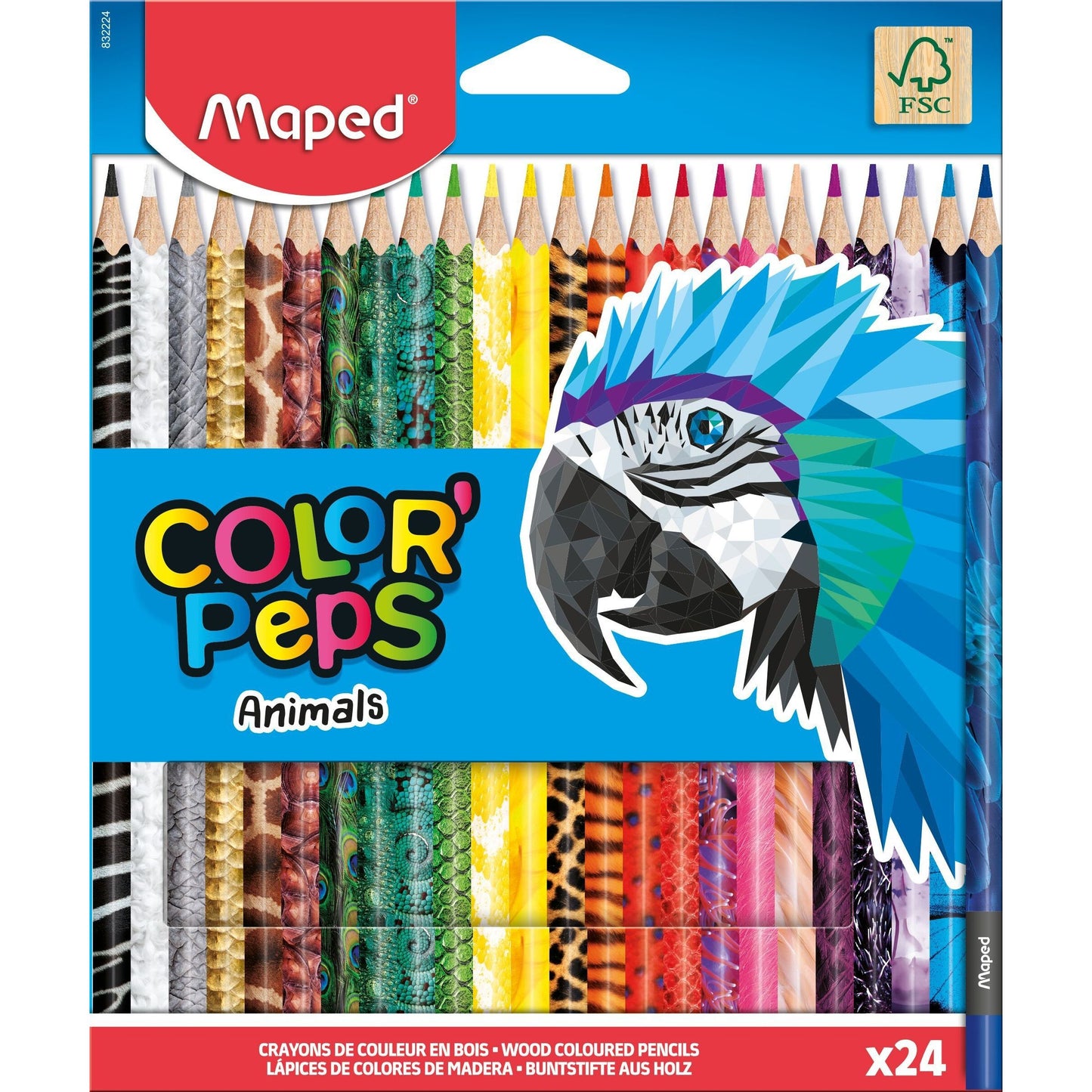 Maped - Lápices de colores Color'Peps Animals set de 24 colores