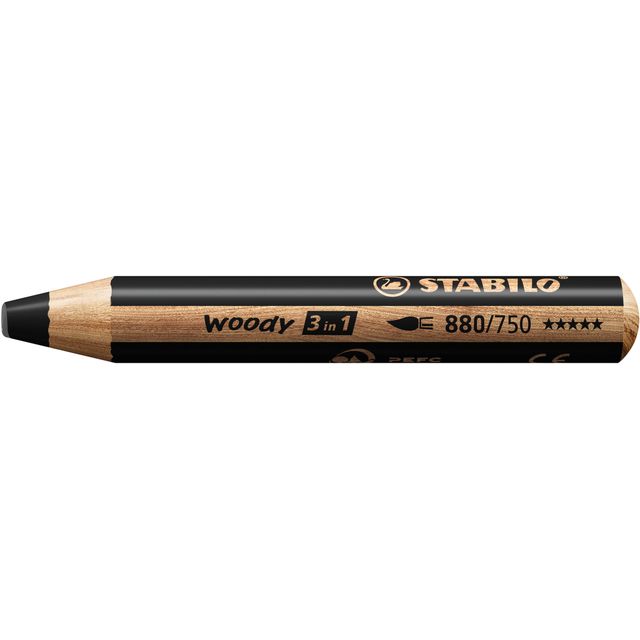 Stabilo - Crayons de couleur 880 woody 3 en 1 multitalents noir