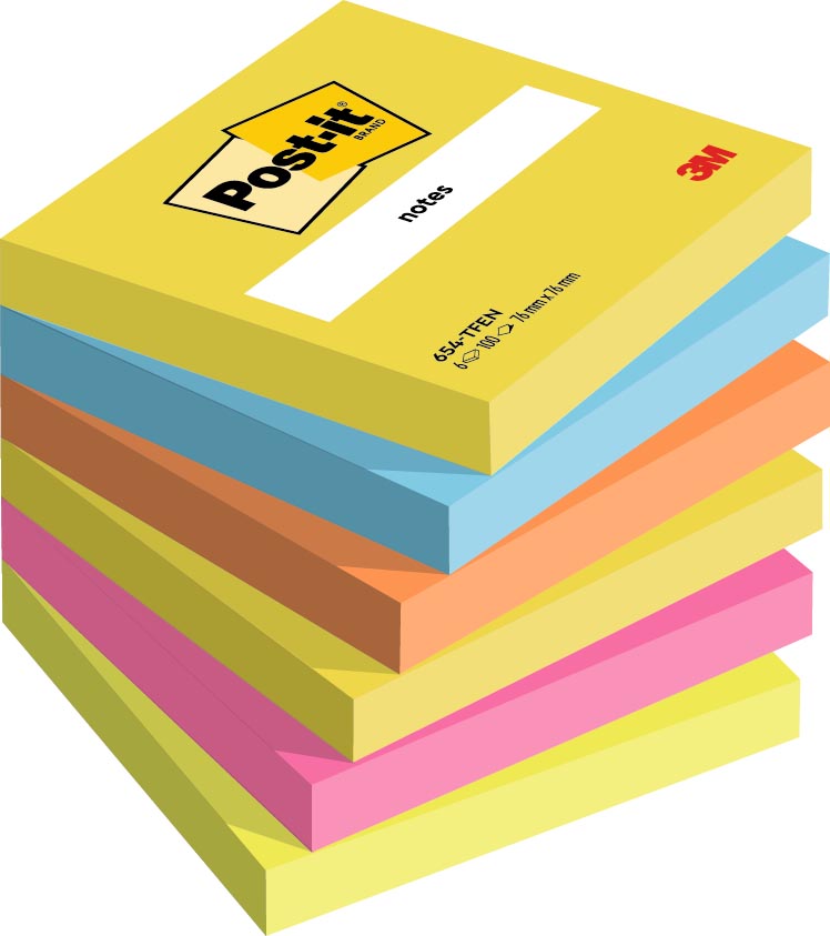 Post-it - Blocco note 654 76x76mm Energetic Colors 6 pezzi