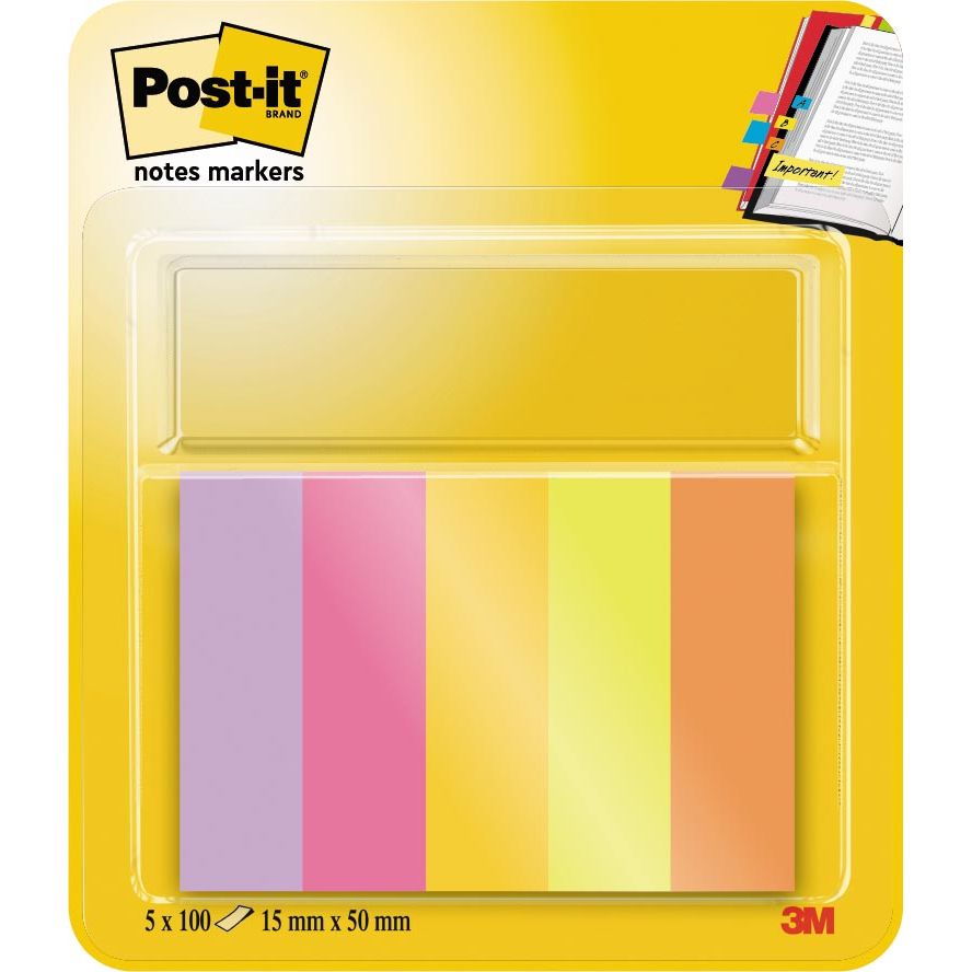Marqueurs Post-it - Bande de marquage 670-5-TFEN 15x50mm Energetic 5 pièces