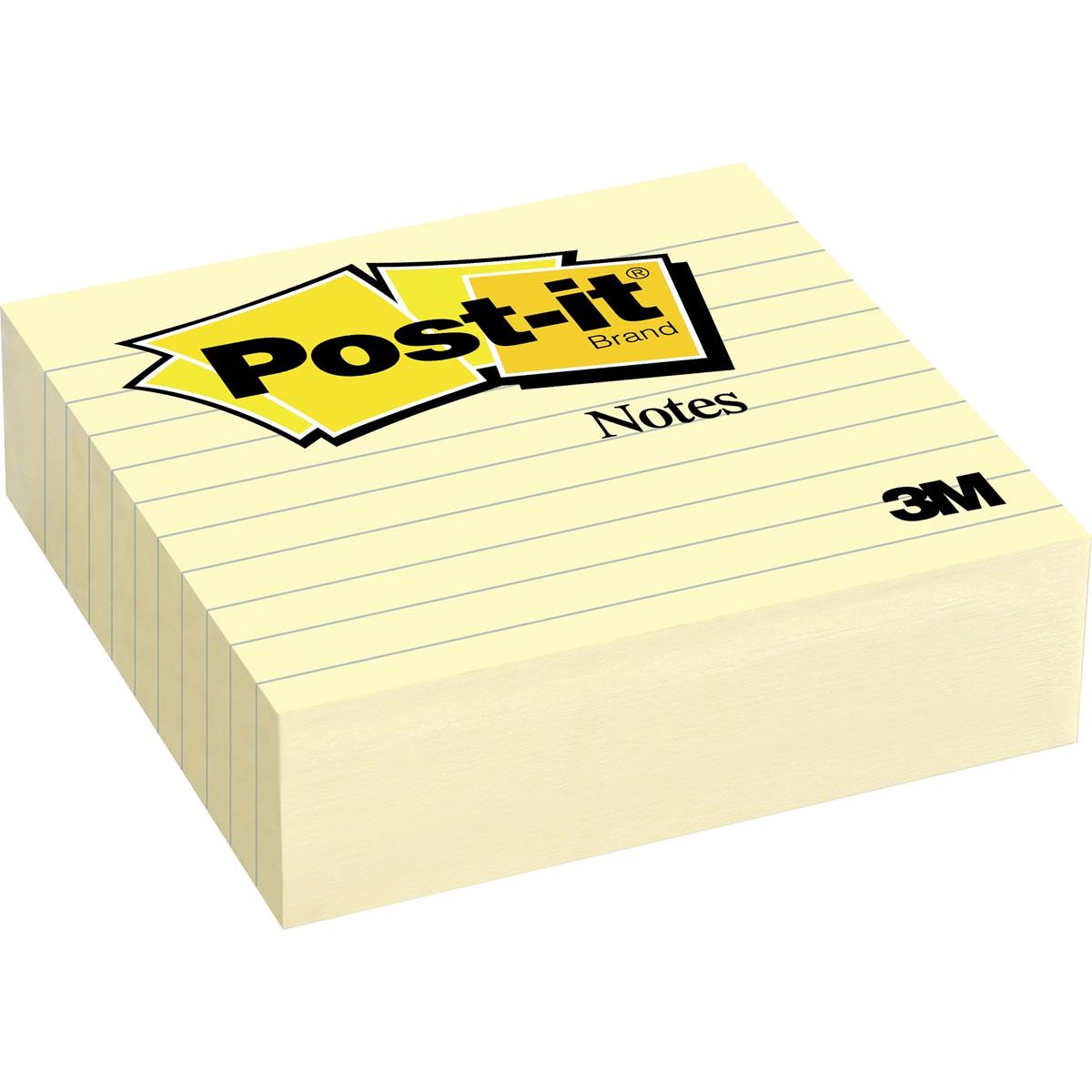 Notas Post-it - Notas, pies 101 x 101 mm, amarillo, rayado, bloc de 300 hojas