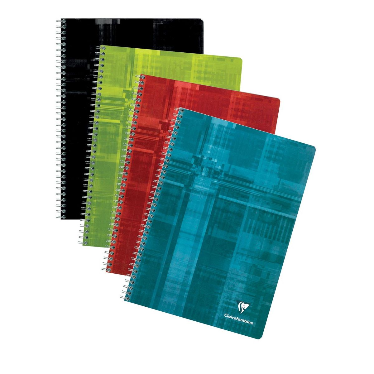 Clairefontaine – Notizbuch A4, 180 Seiten, kariert 5 mm, Spiralbindung, verschiedene Farben