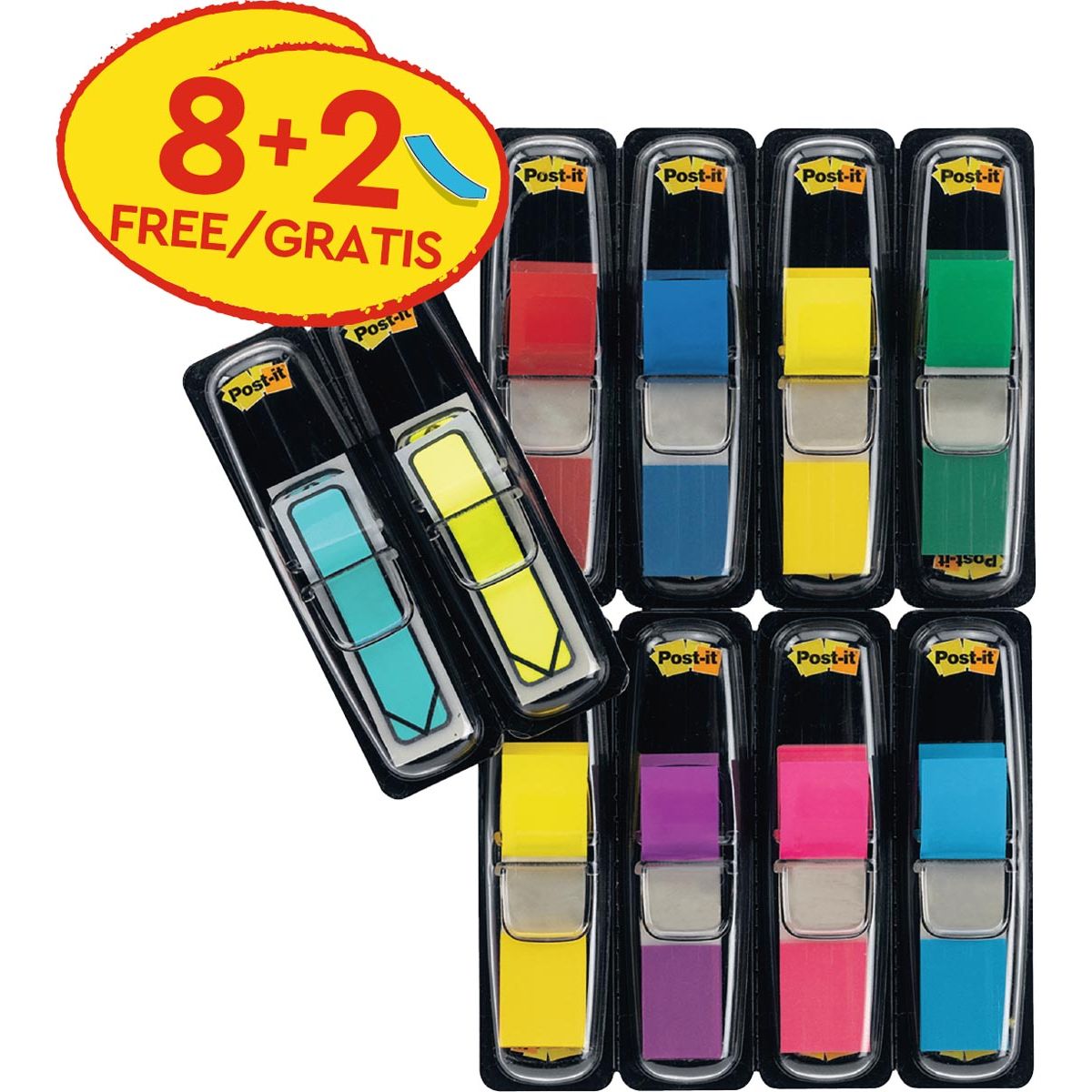 Post-it - indice, conf. da 10 (8 + 2 GRATIS)