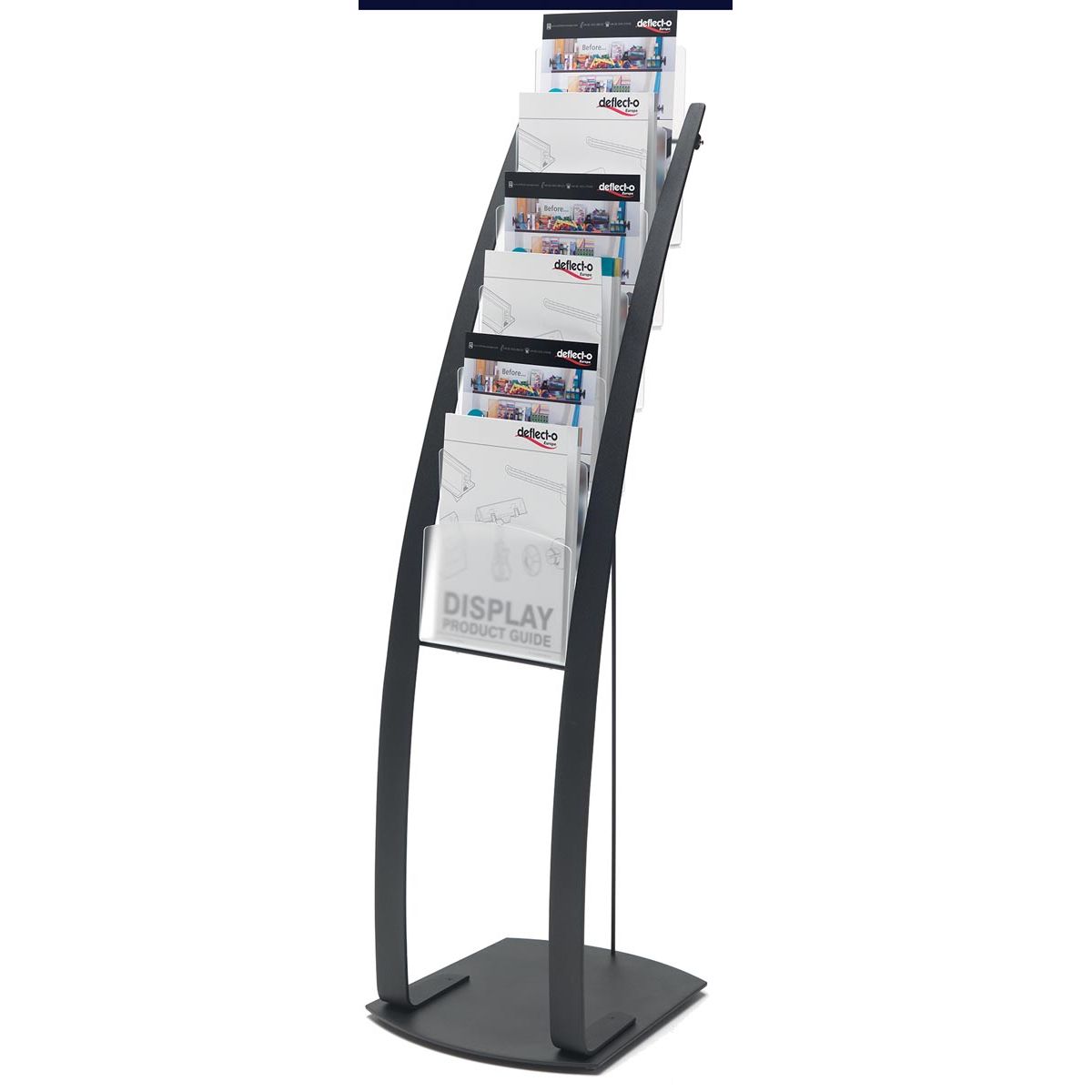Deflecto - Brochure holder on L-base with 6 compartments, ft A4, black
