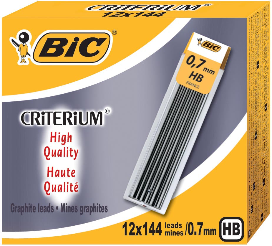 Mine Bic - Criterion, 0,7 mm, HB, scatola da 12 pezzi