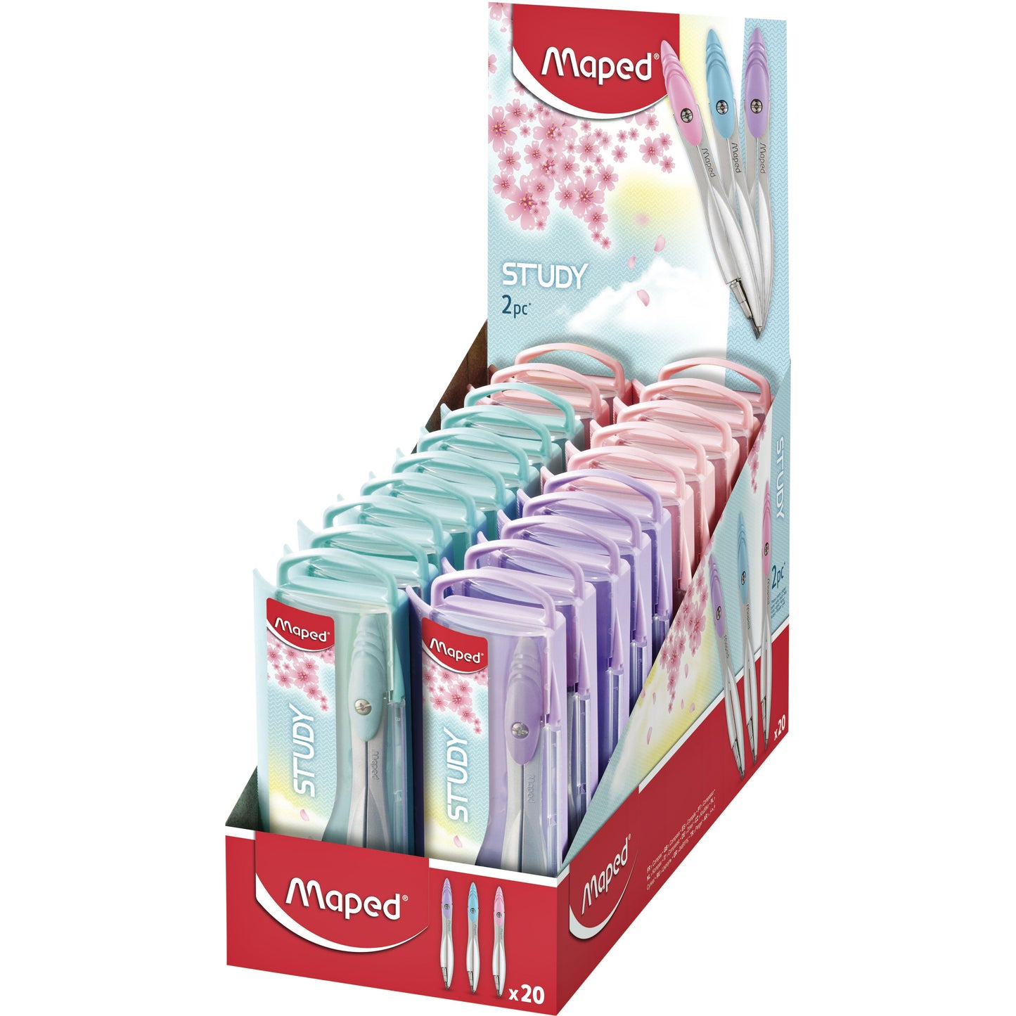 Maped - Ser Study 2-teiliges Display mit 20 Stück Pastell sortiert