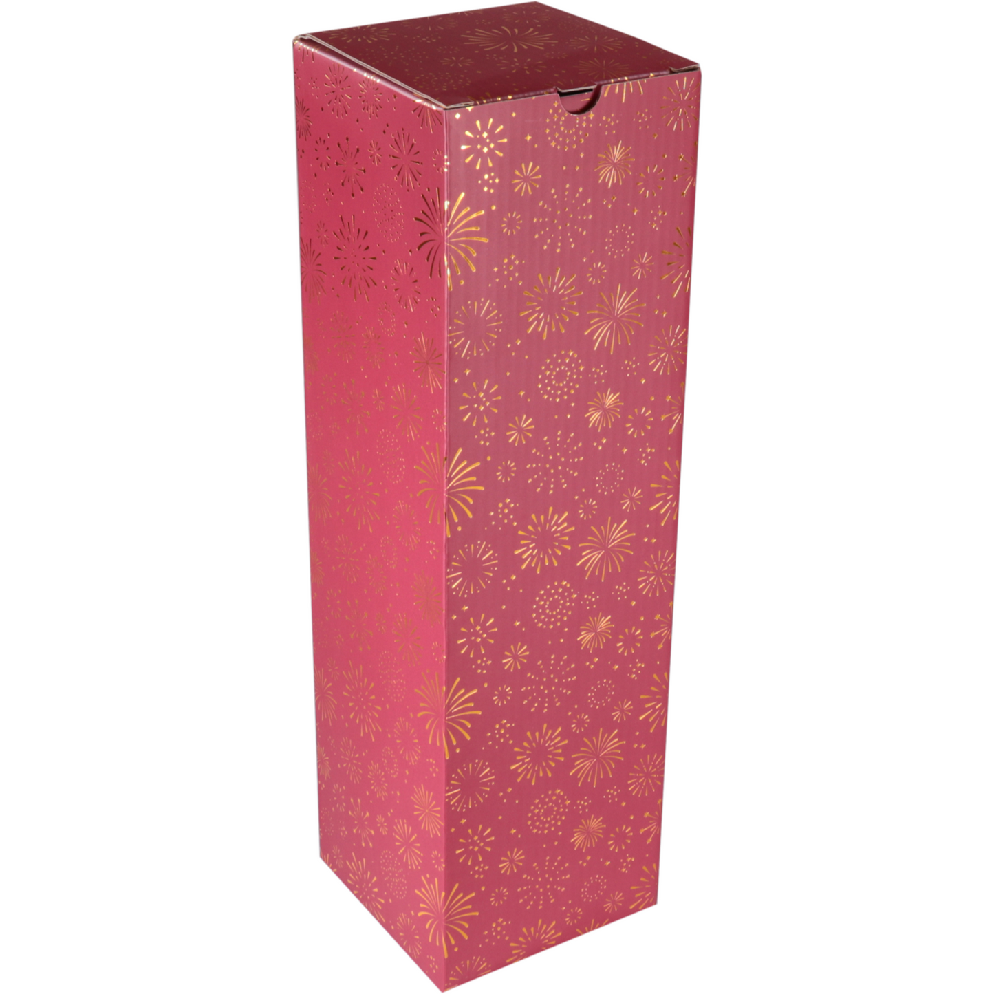 Klika - Flesdoos | Vuurwerk | karton + PE | 1 fles | 95x95x330mm | Kerstmis | rood/goud | 100 stuks
