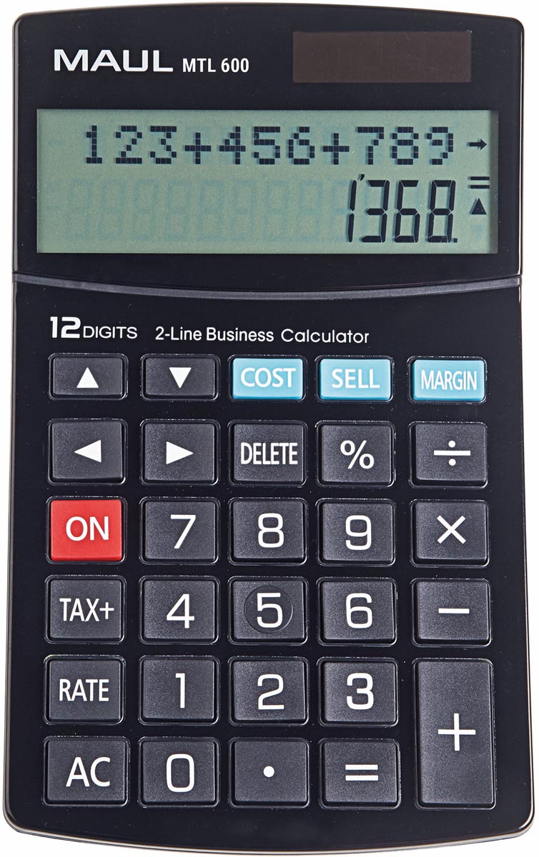 Maul - calculatrice de bureau MTL 600, 2 lignes, noir