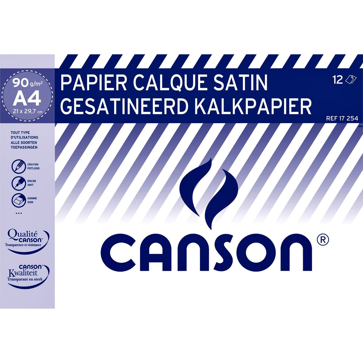 Canson - Satin tracing paper 12 sheets 90gr A4 translucent