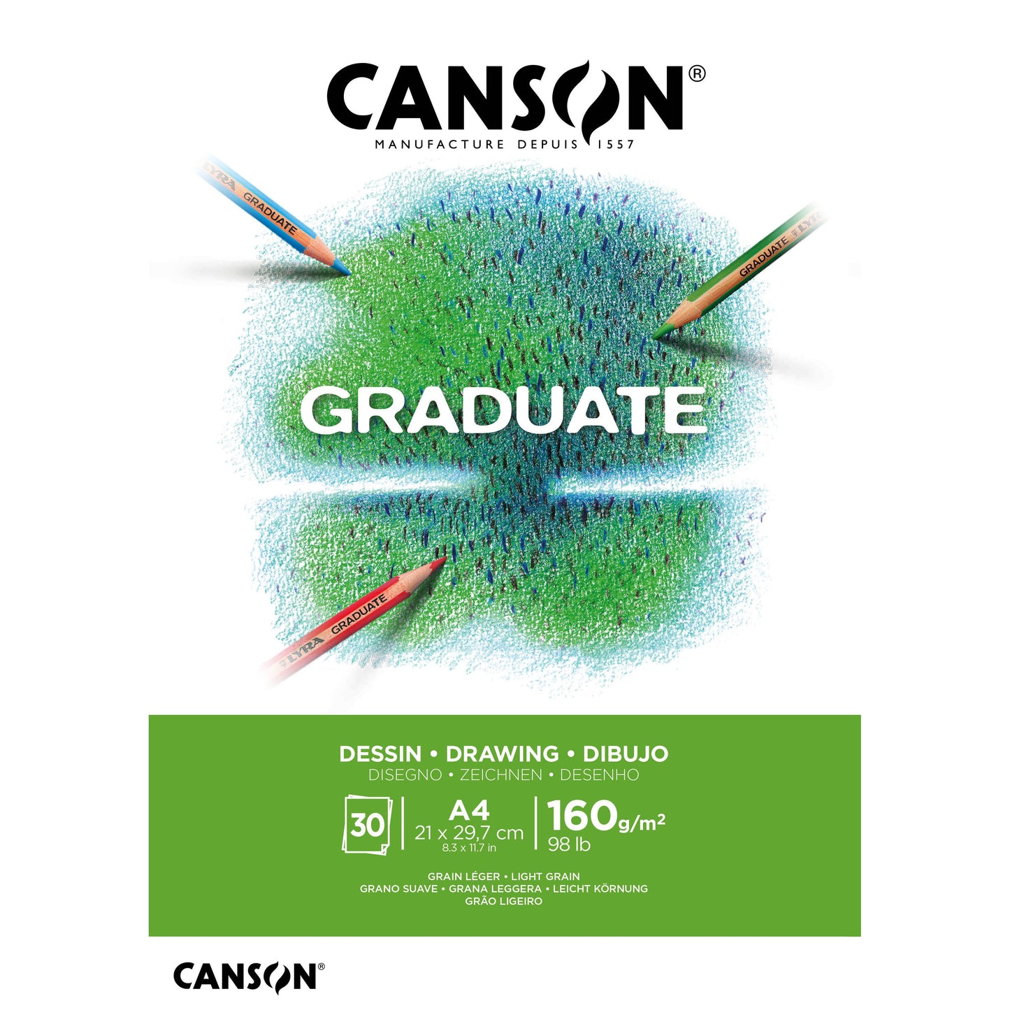 Canson - Tekenpapier graduate 160gr a4 helderwit | 5 stuks