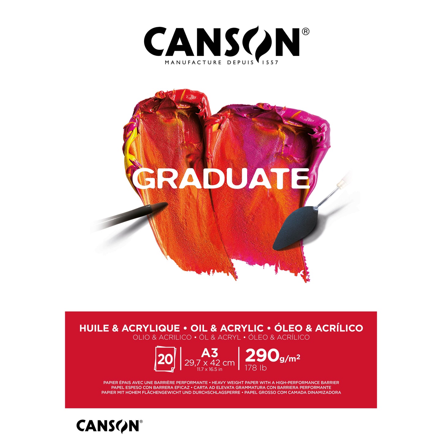 Canson - Schilderpapier graduate 20vel 290gr a3 wit | 5 stuks