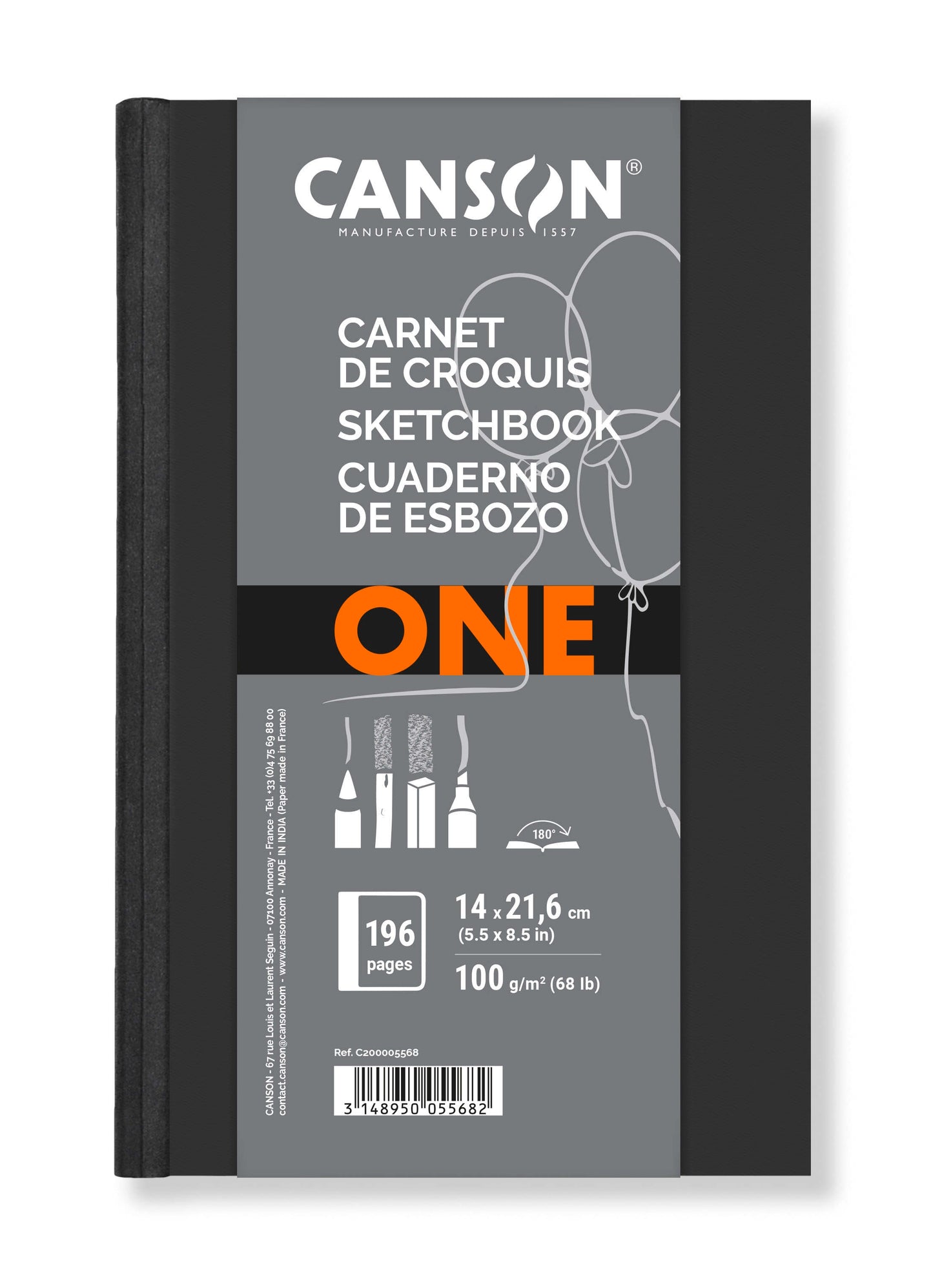 Canson - Sketchbook Art Book One hardcover 98 sheets 100gr 140x216mm white | 6 pieces