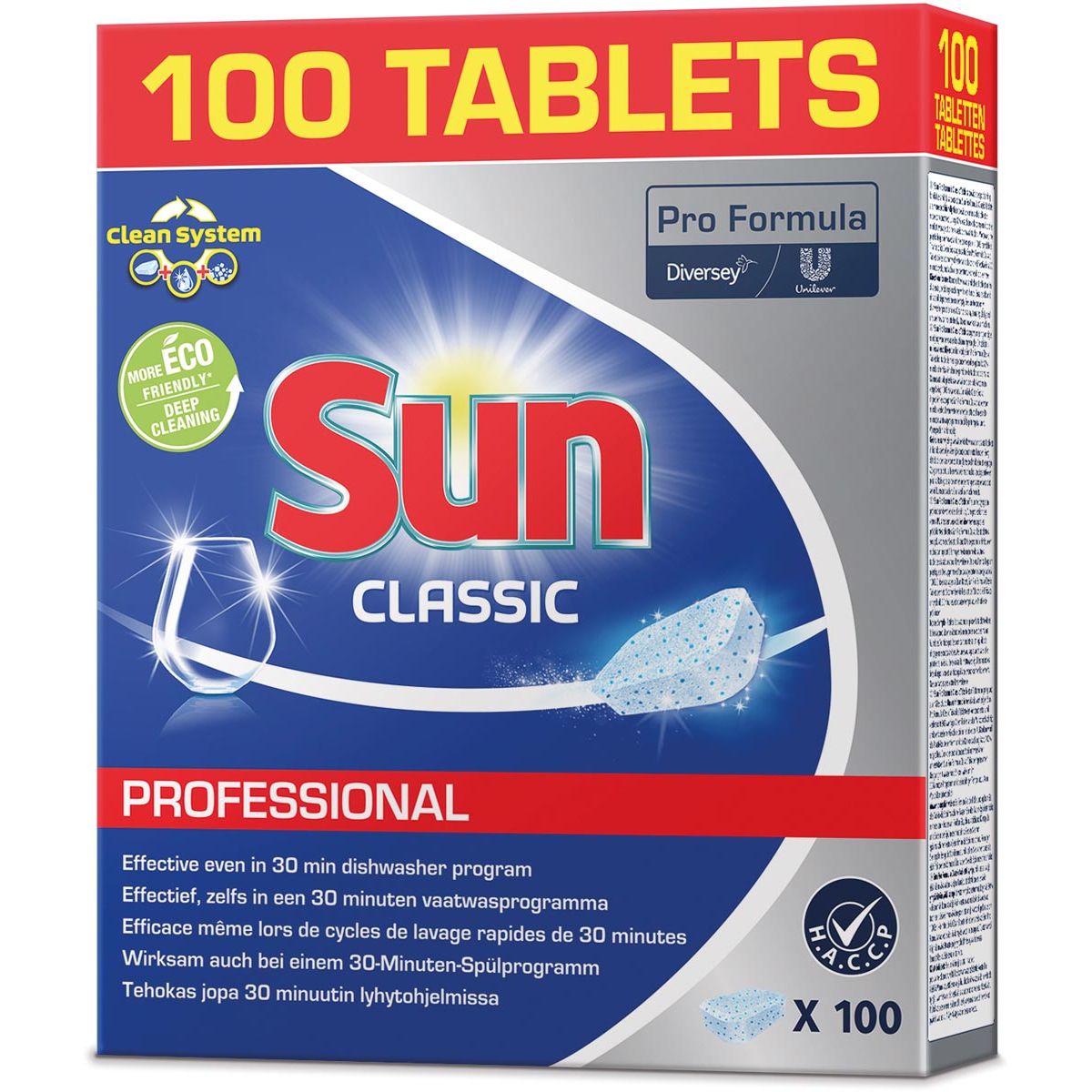 Sun - Pastillas para lavavajillas Pro Formula Classic, caja de 100 piezas