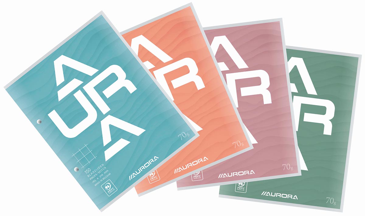 Aurora - course pad, ft 16.5 x 21 cm, 75 sheets, 2-hole perforation, squared 10 mm