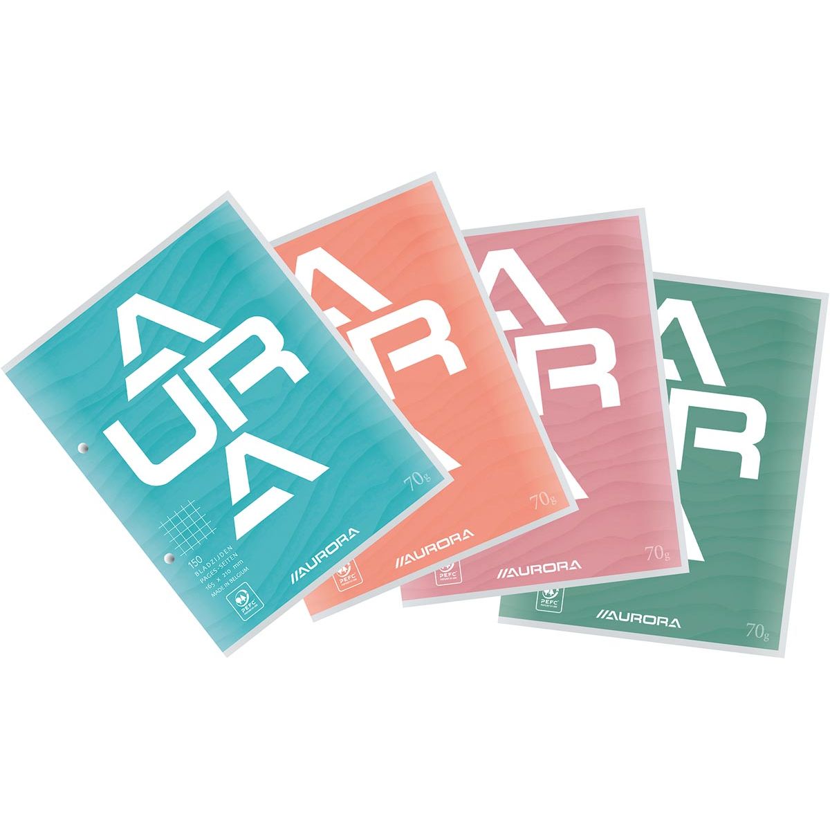 Aurora - course pad, ft 16.5 x 21 cm, 75 sheets, 2-hole perforation, squared 5 mm