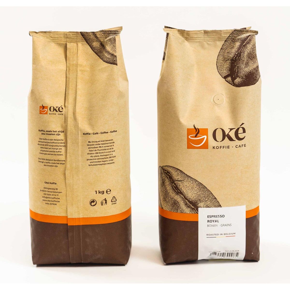 OKE Koffie - Caffè OKe in grani, sacchetto da 1 kg, Espresso Royal