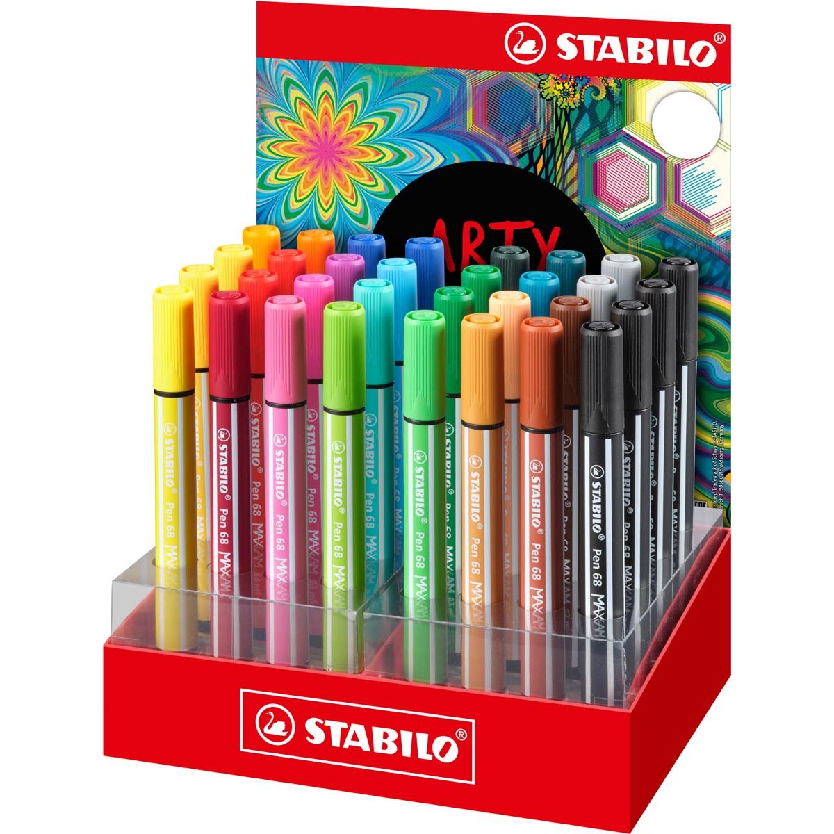 STABILO - Pen 68 MAX ARTY viltstift, display van 32 stuks, geassorteerde kleuren