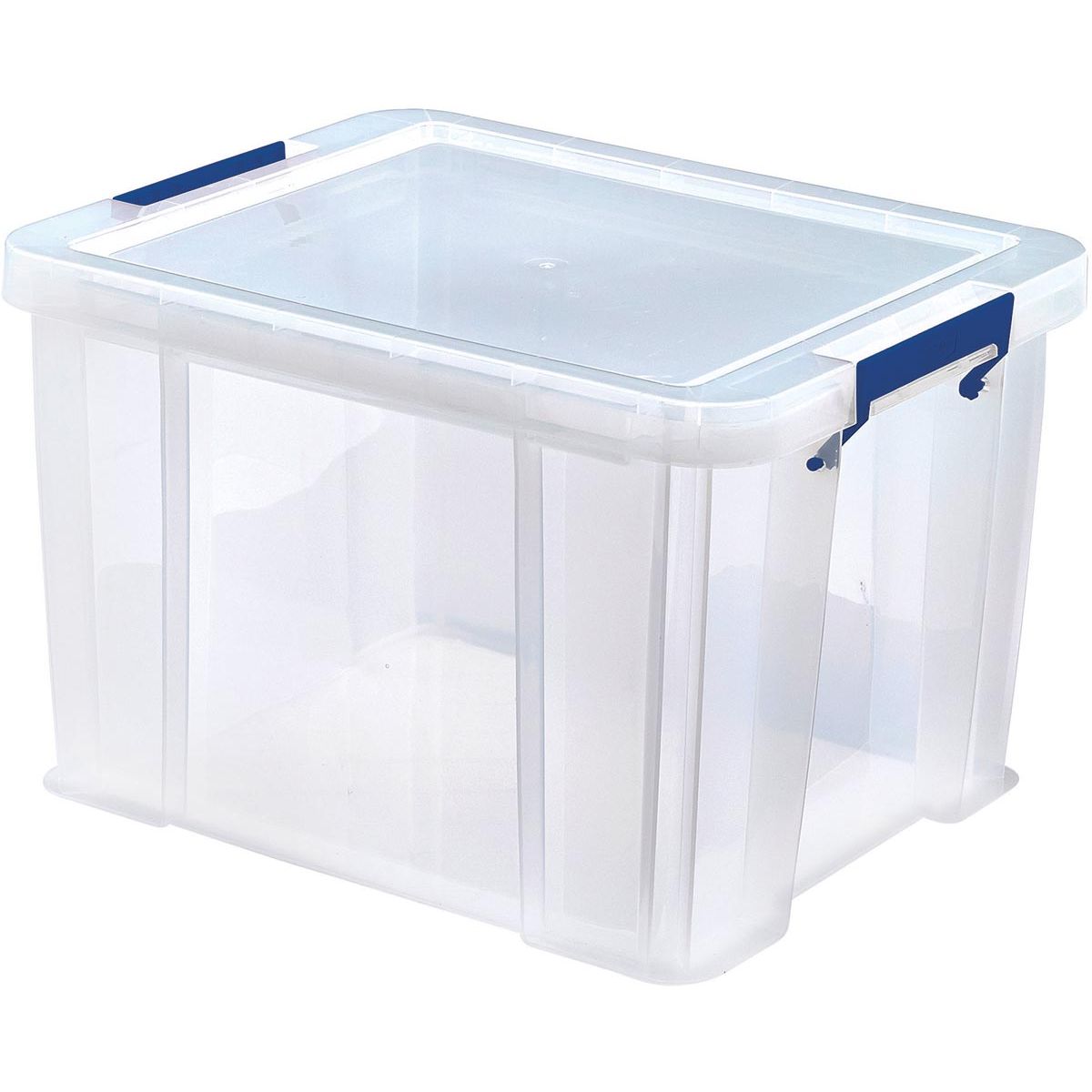 Bankers Box - storage box 36 liters, transparent with blue handles, set of 3 pieces packed in cardboard